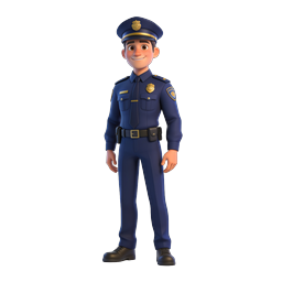 3D Cartoon Police Officer Character Illustration Icon