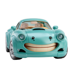 Cartoon Race Car Icon - Animated Teal Sports Car 3D Render