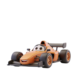 Cartoon Race Car Character Icon - 3D Rendered F1