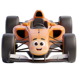 Cute Cartoon Race Car 3D Icon - Friendly F1 Vehicle