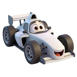Cute Cartoon Race Car Character Icon - 3D Rendered