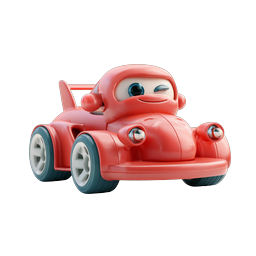 Cartoon Race Car Icon - Cute 3D Red Racing Vehicle