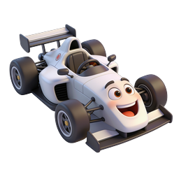Cartoon Race Car Icon - Animated F1 Character Design