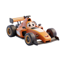 Cute Cartoon Race Car Icon - 3D Formula Style