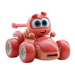 かわいいカートゥーン風レーシングロボットキャラクターアイコン | 3D クレイスタイル
