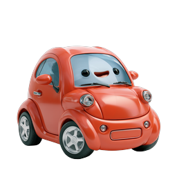 Cute Cartoon Red Car Icon - 3D Animated Vehicle
