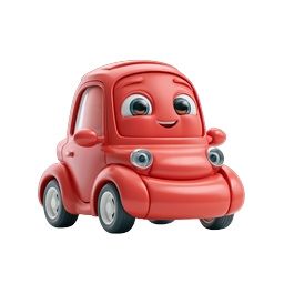 Cute Cartoon Red Car Character Icon - 3D Rendered Mascot