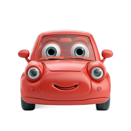 Friendly Cartoon Red Car Character Icon - Anthropomorphic Vehicle