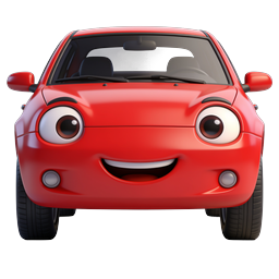 Cute Cartoon Red Car Character Icon - 3D Rendering