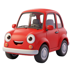 Cute Cartoon Red Car Character - 3D Rendered Icon