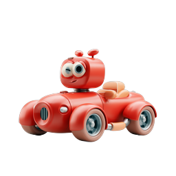 Cute Cartoon Red Robot Toy Car Icon - 3D Clay Style