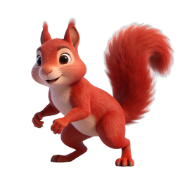 Cute Cartoon Red Squirrel 3D Character Icon