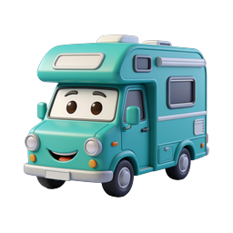 Cartoon RV Camper Van Icon - Friendly Animated Motorhome