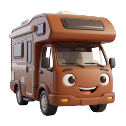 Cute Cartoon RV Camper Van 3D Icon