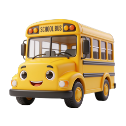 Cute Cartoon School Bus 3D Icon | Kids Transport