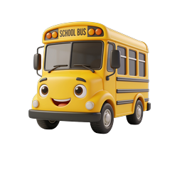 Cute Cartoon School Bus Icon | 3D Character Design
