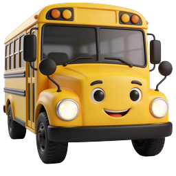 Cartoon School Bus Icon - Cute 3D Clay Style