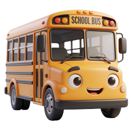 Cartoon School Bus Icon - 3D Rendered Educational Transport
