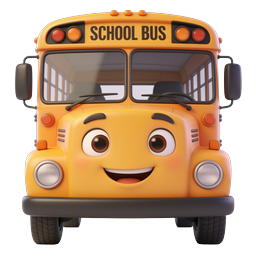 Cartoon School Bus Icon - Cute 3D Education Vehicle