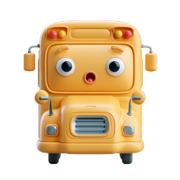 Cute Cartoon School Bus Character Icon - 3D Clay Style