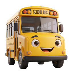 Cheerful Cartoon School Bus 3D Icon