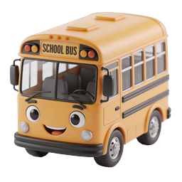 Cute Cartoon School Bus 3D Icon for Education