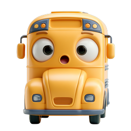 Cute Cartoon School Bus Icon - 3D Clay Style