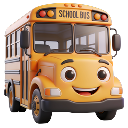 Cheerful Cartoon School Bus 3D Icon - Friendly Mascot Design