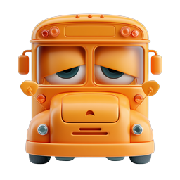 Cartoon School Bus Character Icon - Cute 3D Clay Style