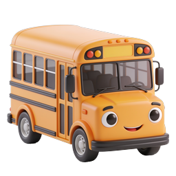 Cute Cartoon School Bus Icon | 3D Clay Style