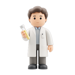 Cartoon Scientist Character Icon - 3D Lab Researcher