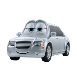 Cartoon Silver Car Character Icon - 3D Animated Vehicle