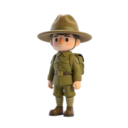 Cartoon Soldier Character 3D Icon - Military Mascot