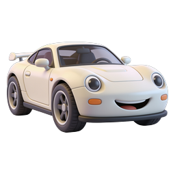 Cute Cartoon Sports Car Icon - 3D Clay Style