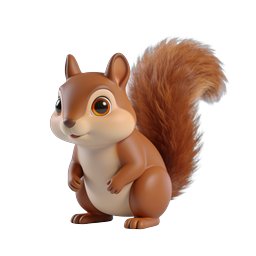 Süßes 3D-Cartoon-Eichhörnchen-Charakter-Icon