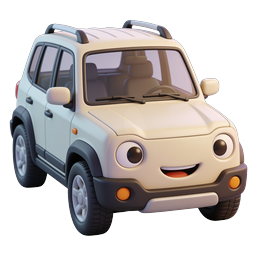 Cute Cartoon SUV Car Icon - 3D Rendered