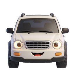 Cute Cartoon SUV Car Icon - 3D Clay Style