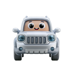 Cute Cartoon SUV Character - 3D Clay Style Icon
