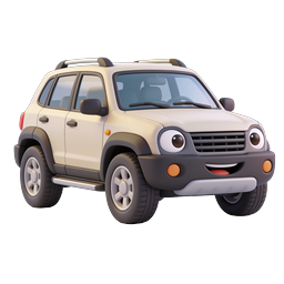 Cute Cartoon SUV Character Icon - 3D Rendered