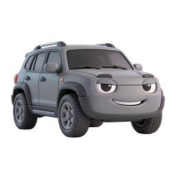 Cartoon SUV Vehicle Character Icon - 3D Animated Style