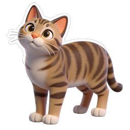 Adorable Cartoon Tabby Kitten Sticker Icon