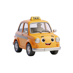 Süßes Cartoon-Taxi-Icon - 3D-gerendert