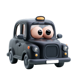 Cute Cartoon Taxi Cab Character Icon - 3D Render