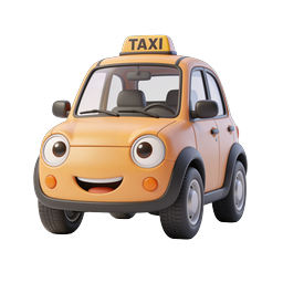 Cute Cartoon Taxi Cab 3D Icon for Transportation Apps