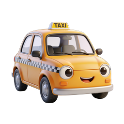 Süßes Cartoon-Taxi-Icon - 3D-gerenderter Charakter