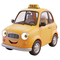 Cartoon Yellow Taxi Cab Icon - 3D Clay Style