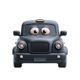 Cute Cartoon Taxi Cab Icon - 3D Character Style