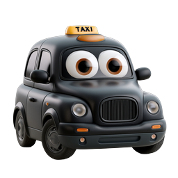 Cartoon Taxi Cab Character 3D Icon