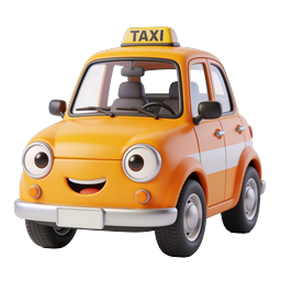 Cute Cartoon Taxi Cab 3D Icon | Friendly City Car