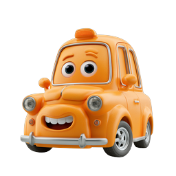 Cartoon Orange Taxi Character Icon - Cute 3D Clay Style